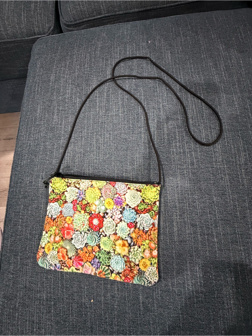 Floral Succulent Print Crossbody Bag - Multicolor